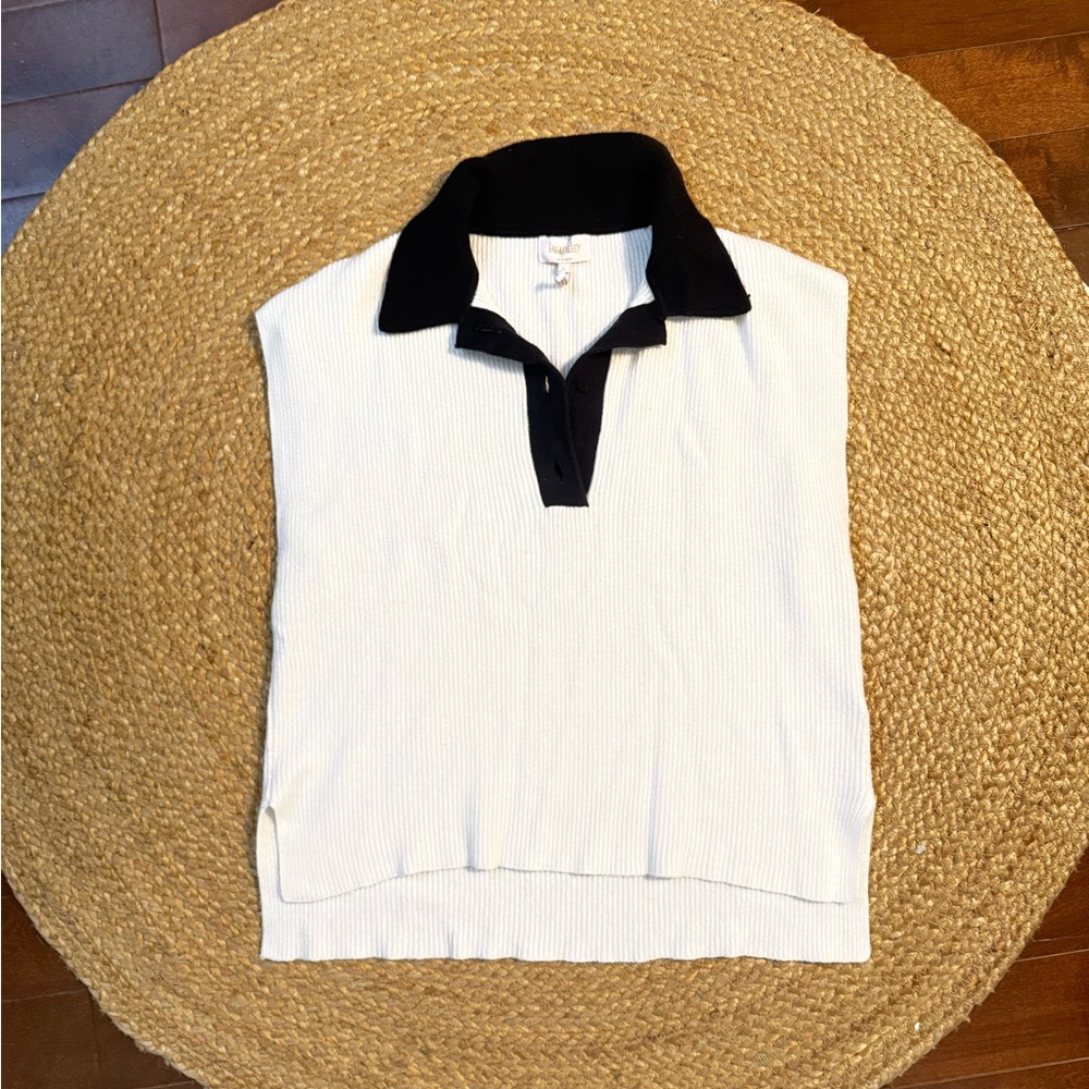 Laundry By Shelli Segal Black and White Polo Top